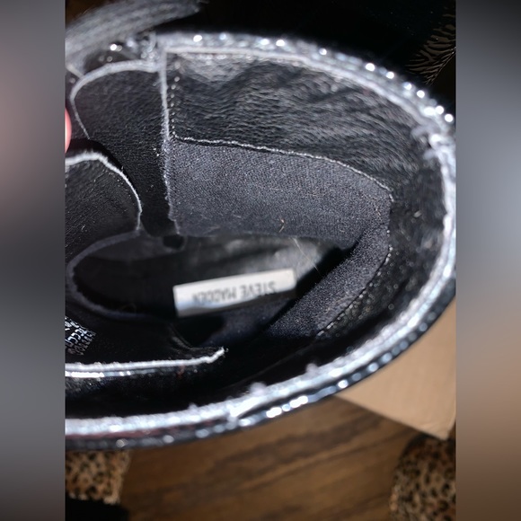 Steve Madden Georgie Black Leather Combat Boot - Picture 2 of 7